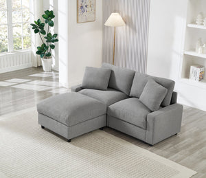 English Elm 72.05" L-shaped Sectional Sofa Cloud Cushion Polyester with Storage Ottoman Small Space Grey W1669S00048