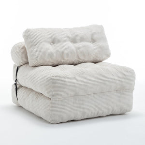 English Elm Folding Floor Sofa Bed Convertible Lounge Chair with Shredded Foam Fill for Bedroom Beige W2200P442793