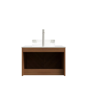 English Elm Dina Floating Bathroom Vanity with Sintered Stone Top and Crystal Glass Basin W2615S00649