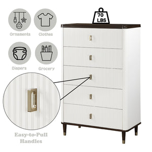 English Elm Carena Six Drawer Chest with Walnut Veneer Accents for Contemporary Bedroom Storage B2756P504968