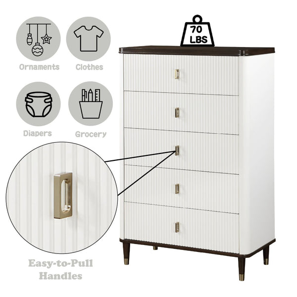 English Elm Carena Six Drawer Chest with Walnut Veneer Accents for Contemporary Bedroom Storage B2756P504968