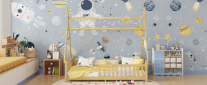 English Elm Twin Montessori Floor Bed House Frame with Led Lighting and Safety Rails for Kids Natural W2593P440573