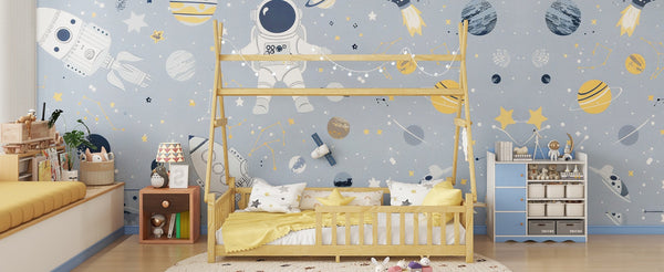 English Elm Twin Montessori Floor Bed House Frame with Led Lighting and Safety Rails for Kids Natural W2593P440573