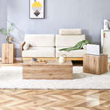 English Elm Elevate Your Living Space With This Modern Mdf Coffee Table That Showcases Smooth, Light Wood Color Texture Patterns. It Is Characterized By Stylish Design.