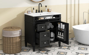 English Elm 30'' Modern Bathroom Vanity With Ceramic Sink & Soft-Close Drawers - Stylish Storage Solution! N710P206904B