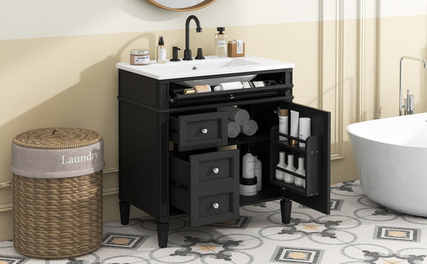 English Elm 30'' Modern Bathroom Vanity With Ceramic Sink & Soft-Close Drawers - Stylish Storage Solution! N710P206904B
