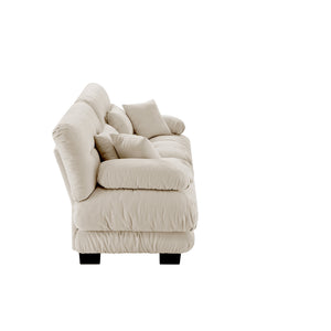 English Elm Cloud Couch 2-Seater Sofa In Light Coffee - Vintage Chenille Loveseat With Supportive Pillows & Style W714S01025