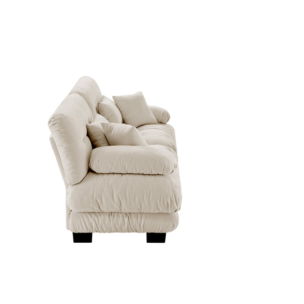 English Elm Cloud Couch 2-Seater Sofa In Light Coffee - Vintage Chenille Loveseat With Supportive Pillows & Style W714S01025