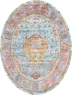 Unique Loom Baracoa Miramar Machine Made Border Rug Light Blue, Blue/Gold/Red/Purple/Olive/Yellow 7' 10" x 10' 0"