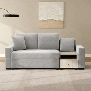 English Elm Modern Chenille Upholstered Sofa with Console Storage Armrest for Living Room Grey N763S000062E