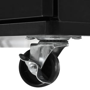 English Elm K&K Kitchen Island with Drop Leaf, Rolling Storage Cart with 3-Tier Pull-Out Organizer, Durable Wood Countertop Black WF531421AAB