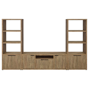 English Elm Noriega Rustic Mango Wood Three Piece Media Wall Unit with Open Shelving Storage B062S01718