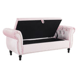 Christopher Knight Home® - Noble House - - Velvet Multifunctional Storage Rectangular Ottoman Bench With 1 Pillow, Pink