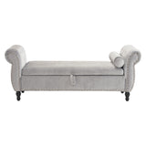 Christopher Knight Home® - Noble House - - Velvet Multifunctional Storage Rectangular Ottoman Bench With 1 Pillow, Grey