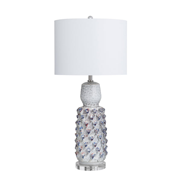 Crestview Collection 31.5"H Coastal-inspired Ceramic Table Lamps Set Of Two With Dimensional Design & Linen Shades   Cvap3238