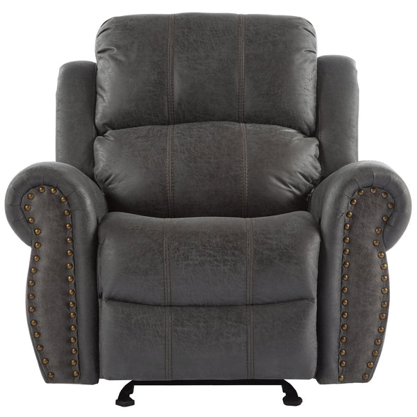 English Elm Christopher Knight Home® - 40.75" Wide Suede Manual Glider Recliner Chair with Rolled Arms, Microfiber Comfort & Infinite Positions Slate N763P264499E