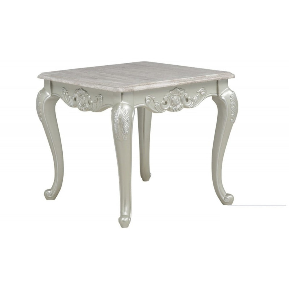 English Elm Traditional Faux Marble End Table with Hand Carved Cabriole Legs for Formal Living Rooms B011P457608