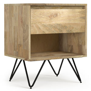 English Elm Hunter Nightstand Natural Mango Wood & Metal | Handcrafted 16"x20"x24" Modern Industrial End Table B136P203434