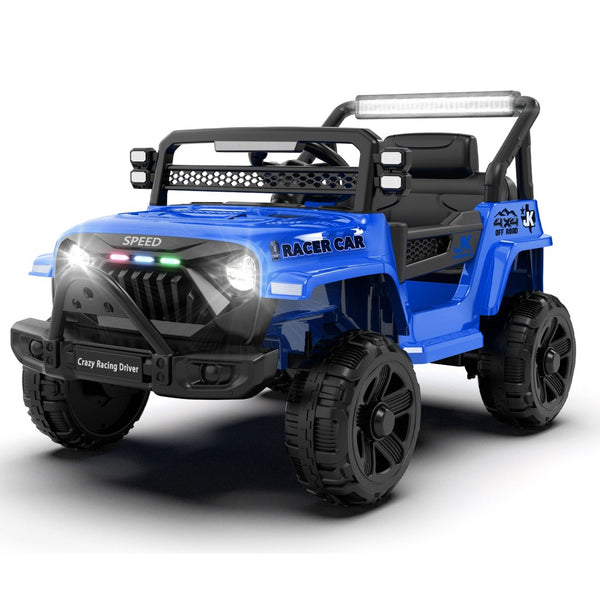 English Elm 12v Kids Electric Ride on Truck with Parental Remote Four Wheel Suspension and Led Lights Blue W1578P187460