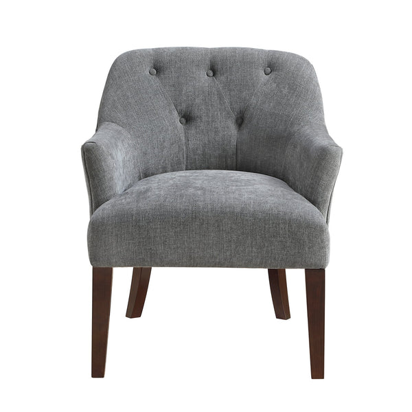 English Elm Modern Tufted Back Accent Chair with Espresso Wood Legs, Foam Seat Comfort, Stylish Living Room Seating Charcoal 26.5 L x 29 W x 22 H B011P305065