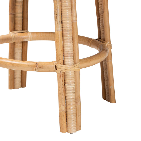 English Elm Bohemian Natural Rattan Swivel Counterstool with Wraparound Arms for Kitchen Bars B2750P467797