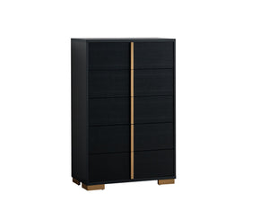 English Elm Steeler Bold Six Drawer Chest Black Laminate Gold Hardware Bedroom Storage B078P497913
