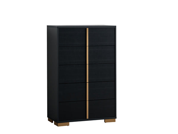 English Elm Steeler Bold Six Drawer Chest Black Laminate Gold Hardware Bedroom Storage B078P497913