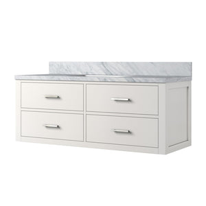 English Elm White Single Sink Vanity With Carrara Marble Top - Elegant Design, Durable Wood, Fully Assembled! B2731P258017-GIGA