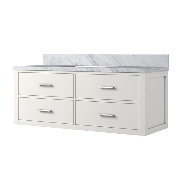 English Elm White Single Sink Vanity With Carrara Marble Top - Elegant Design, Durable Wood, Fully Assembled! B2731P258017-GIGA