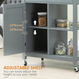 English Elm HOMCOM Mobile Kitchen Island Cart with Solid Wood Top, Drawer, Cabinet & Towel Rack for Dining Room Grey W2225P217391