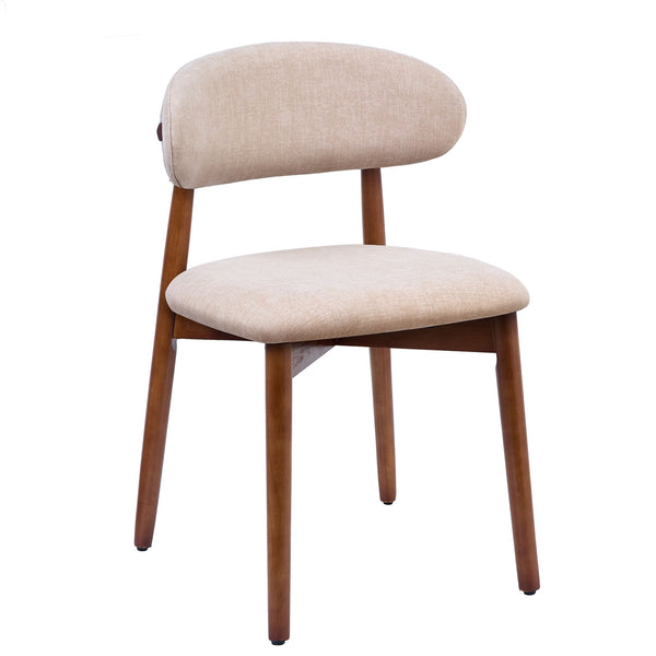 English Elm Beige Cotton Linen Armless Dining Chairs with Oak Legs Ergonomic Set of 2 W5815P476385