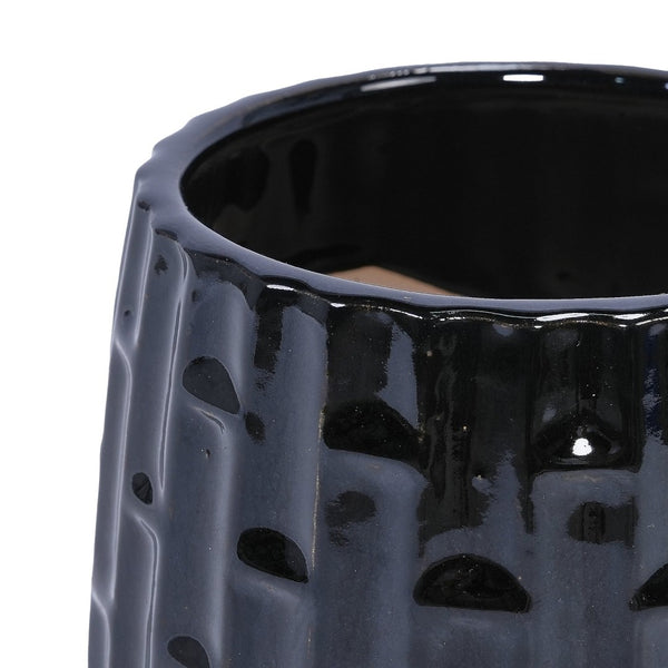 English Elm Set Of 2 Ceramic Flowerpots - 7" Modern Black Planters For Stylish Patio, Garden & Windowsill Decor W3273P322303-GIGA