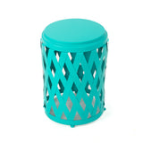 Christopher Knight Home® - Noble House - Pecola Indoor 12 Inch Diameter Lattice Matte Teal Iron Side Table