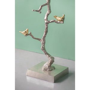 English Elm 16.9x16.9x28" Round Aluminum Side Table Sculptural Bird Branch Art Deco Accent W2078P485329