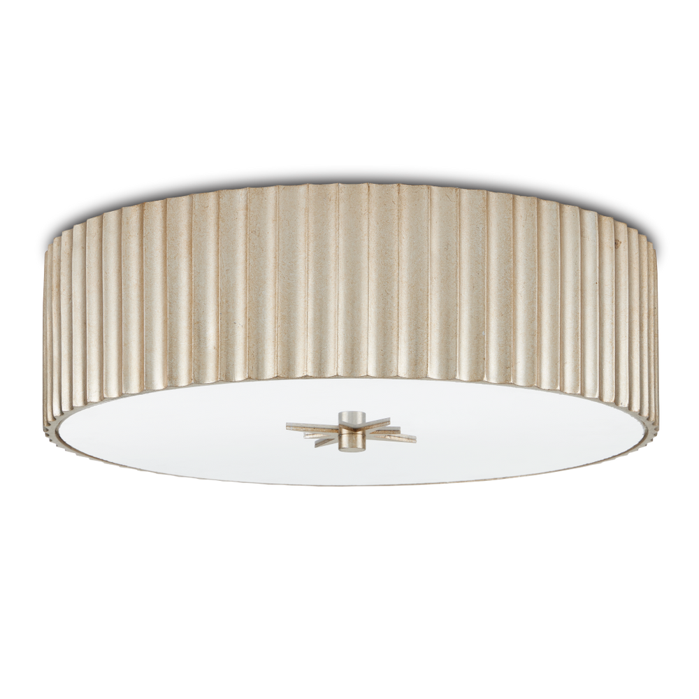 Caravel Silver Flush Mount Light Fixture - Contemporary Drum Design with Soft Frosted Glass Diffuser