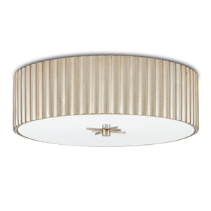 Caravel Silver Flush Mount Light Fixture - Contemporary Drum Design with Soft Frosted Glass Diffuser