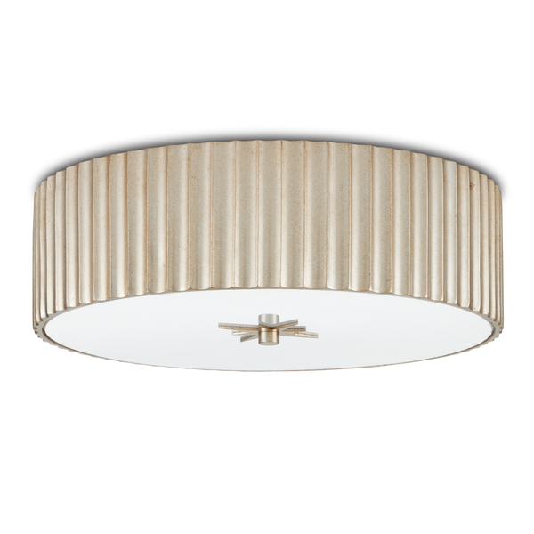 Caravel Silver Flush Mount Light Fixture - Contemporary Drum Design with Soft Frosted Glass Diffuser