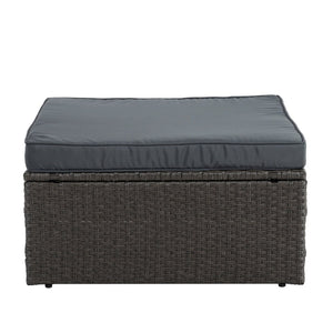 English Elm Patio 7-Piece Pe Wicker Furniture Set With Lounger Sofa, Cushions, And Glass Table For Outdoor Comfort W1703S00029-GIGA