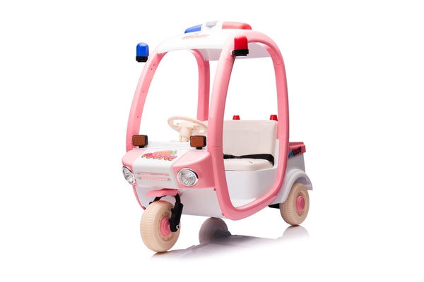 English Elm 12v Kids Police Ride on Car Two Seat Electric Toy with Remote Lights and Bluetooth W1620P271426