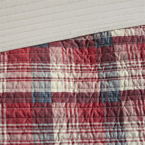 JLA Home Woolrich - 100% Cotton Oversized Quilt Mini Set – Reversible Plaid & Solid Design, Lightweight Breathable Year-Round Comfort Red WR14-1785