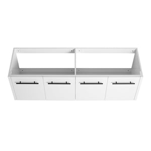 English Elm 60 Inch Wall-mounted Bathroom Vanity Cabinet with Soft-Close Doors, Eco Plywood, Scratch & Water-Resistant Finish Glossy White W999P208036