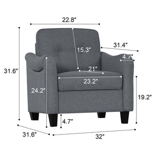 English Elm 3 Piece Living Room Sofa Set - Modern Comfort With Durable Upholstery, Perfect For Apartments & More! W680S00084