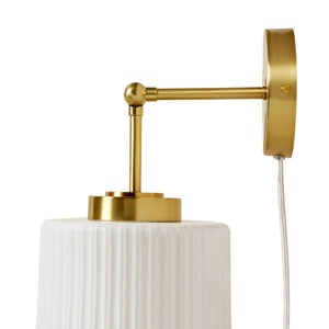 English Elm White Ceramic Wall Sconce Gold Adjustable Swing Arm, Porcelain Shade, 12.5"H, Modern Glam Light Fixture B035P264534