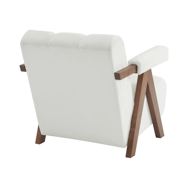 English Elm Christopher Knight Home® - Mid Century Modern Barrel Chair with Solid Wood Frame, Plush Tufted Velvet Ivory Seat, Cozy 28.5" Wide Lounge N765P197467W