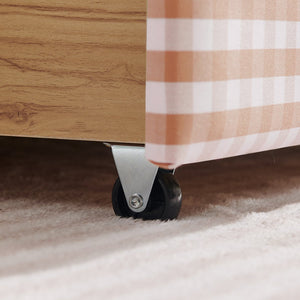 English Elm Queen Gingham Linen Daybed with Wave Backrest Two Storage Drawers and Usb Port Pink W1413S00150