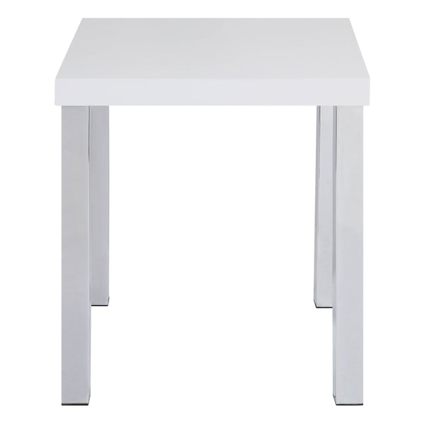English Elm White White High Gloss and Chrome End Table with Square Top, Modern Metal Legs, Sleek Accent Table (22.5") B062P185720