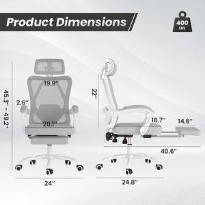 English Elm Ergonomic High-Back Office Chair With Adjustable Footrest & Lumbar Support For Comfort At Home & Work T3623P380934