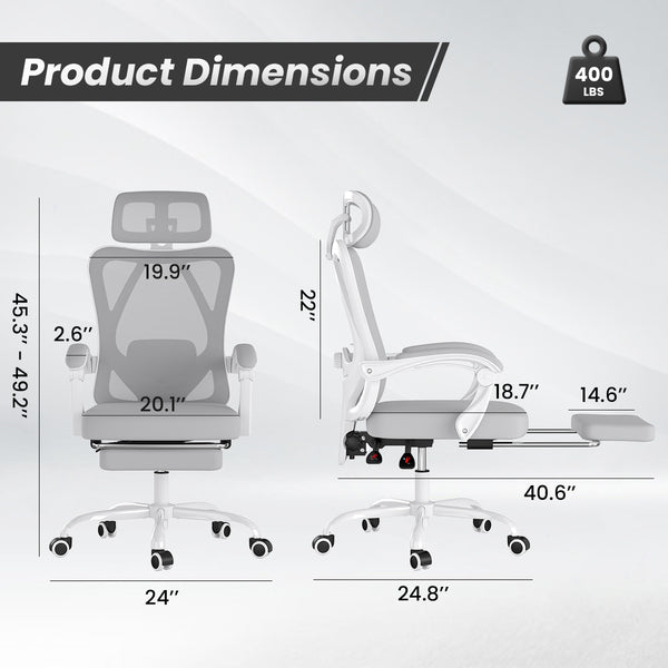 English Elm Ergonomic High-Back Office Chair With Adjustable Footrest & Lumbar Support For Comfort At Home & Work T3623P380934