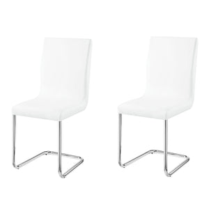 English Elm White Sleek Faux Leather Side Chair Set with Padded Seats and Chrome Sled Base for Dining Rooms White+Silver B062P182765