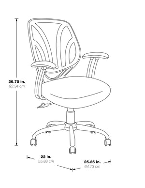 OSP Home Furnishings Screen Back Chair Charcoal